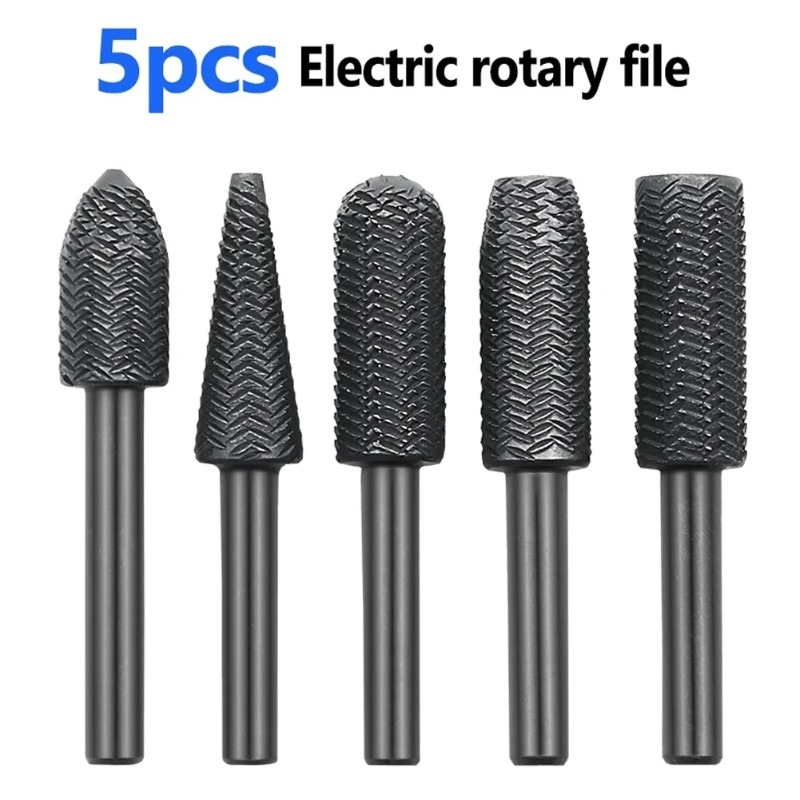 Woodworking Rasps And Files - 5Pcs Complete models Double Cut Rotary