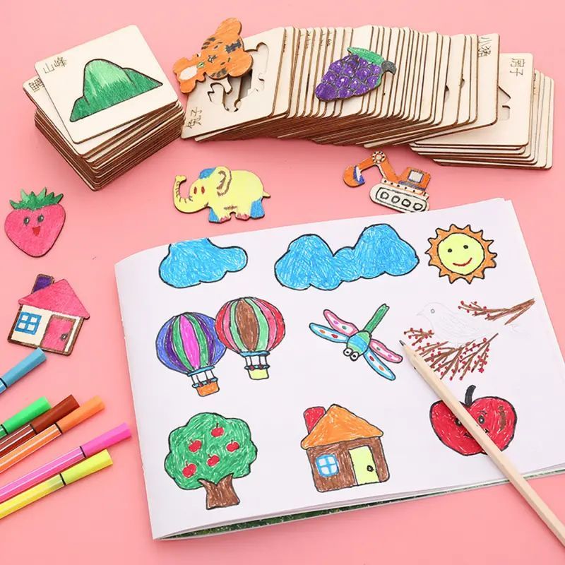 42pcs Wooden DIY Drawing Templ - Woodworking Kit review and price